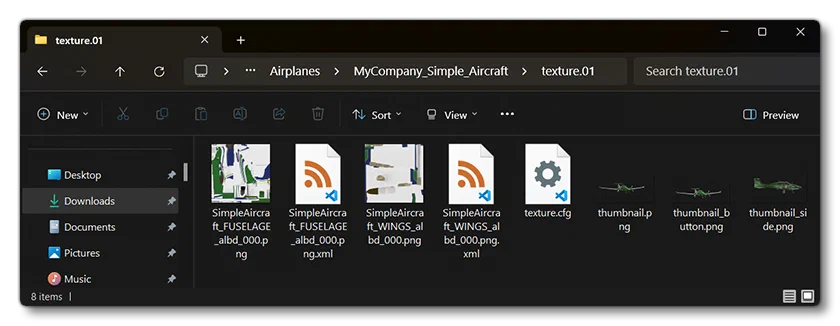 Example Of The Textures Folder For A Livery