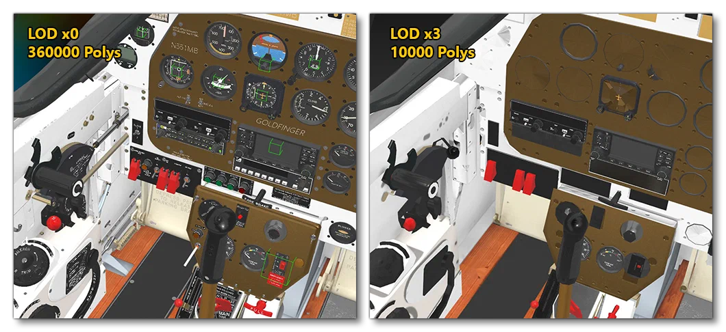 Example Of The P51 Goldfinger Cockpit LODx0 and LODx3