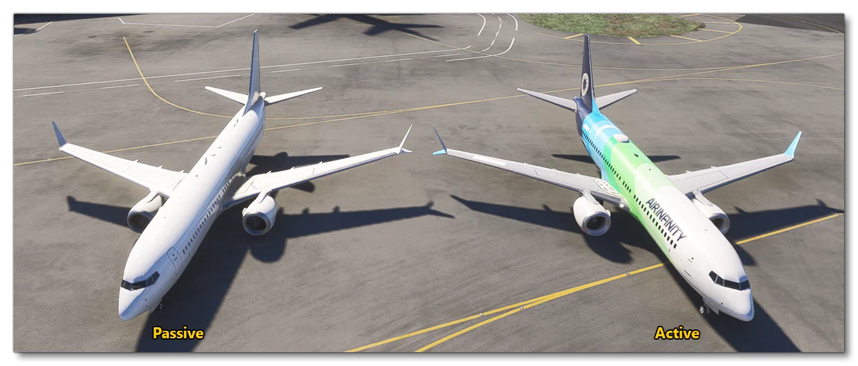 Passive And Active Aircraft Side-by-Side
