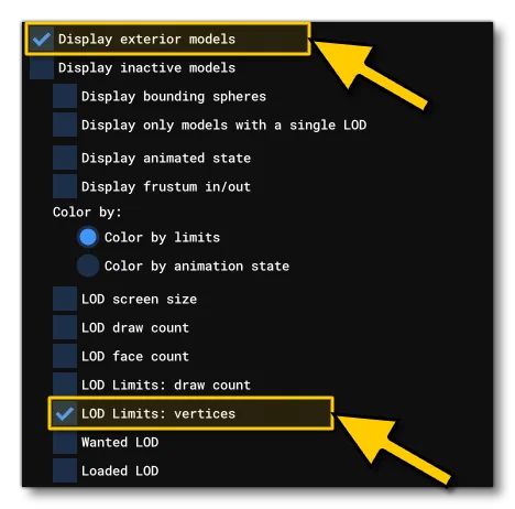 The LOD Limits: Vertices Checkbox