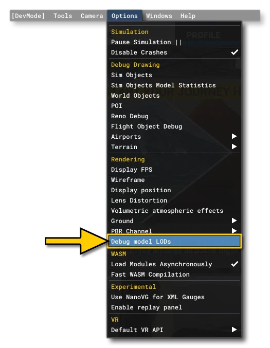 The Debug Model LODs Option