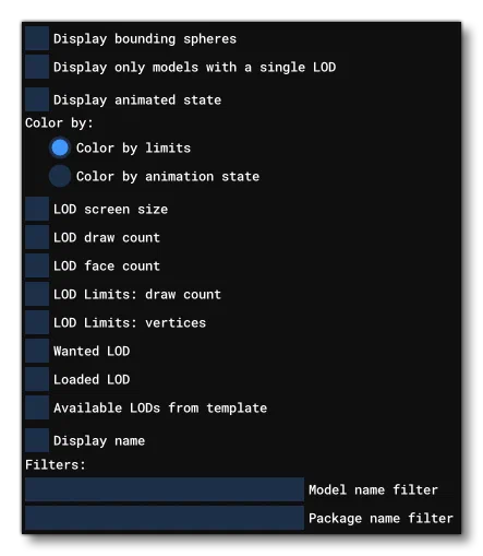 Additional Model LOD Options