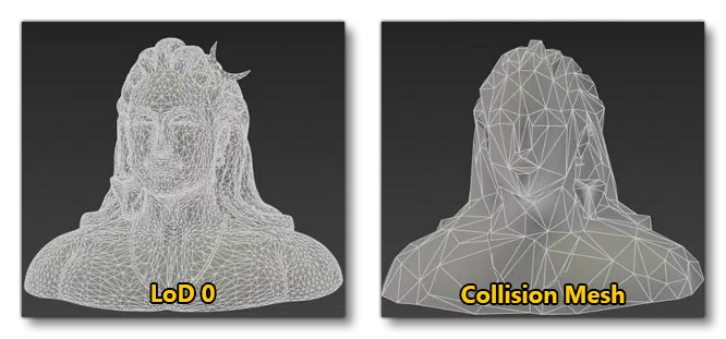 Example Of A Low Poly Version Of A Scenery Object For A Collision Mesh