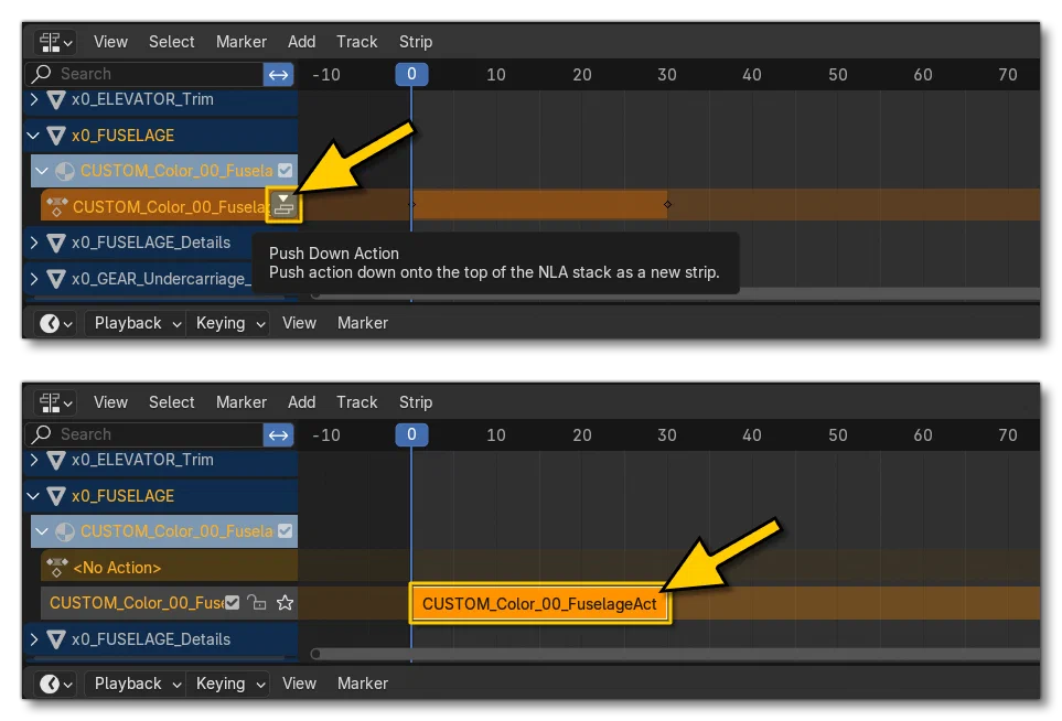 Pushing Down The Animation In The Non Linear Editor