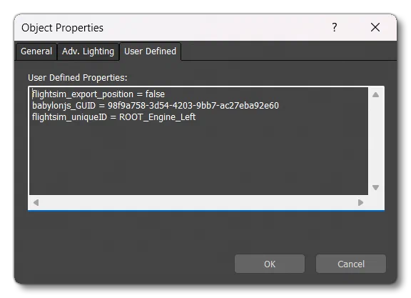 The User Defined Tab Of The Object Properties