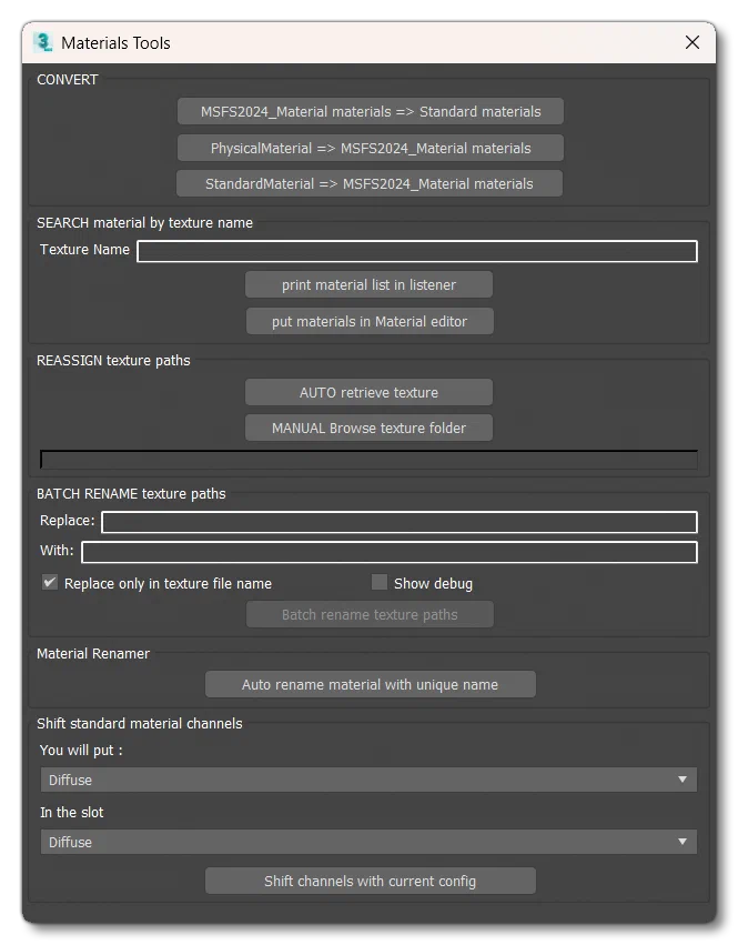The Material Tools Window