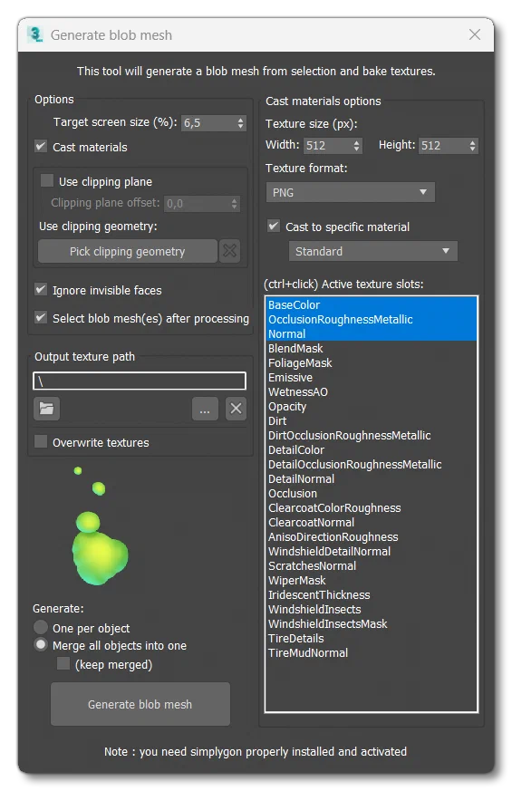 The Generate Blob Mesh Tool
