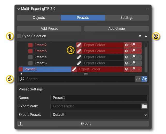 General Options For Presets And Objects