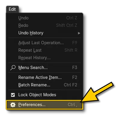 The Preferences Option In Blender
