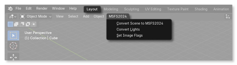 The MSFS2024 Menu In Blender