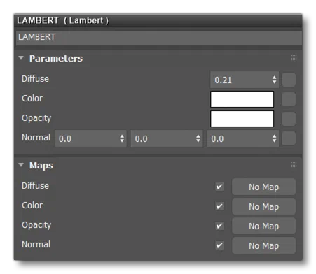 Basic Lambert Material Values