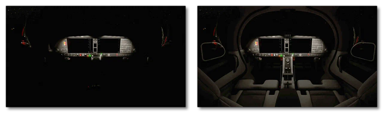 Example Showing Simulated Diffuse Light From The Glareshield Using An Additional Omni-Light