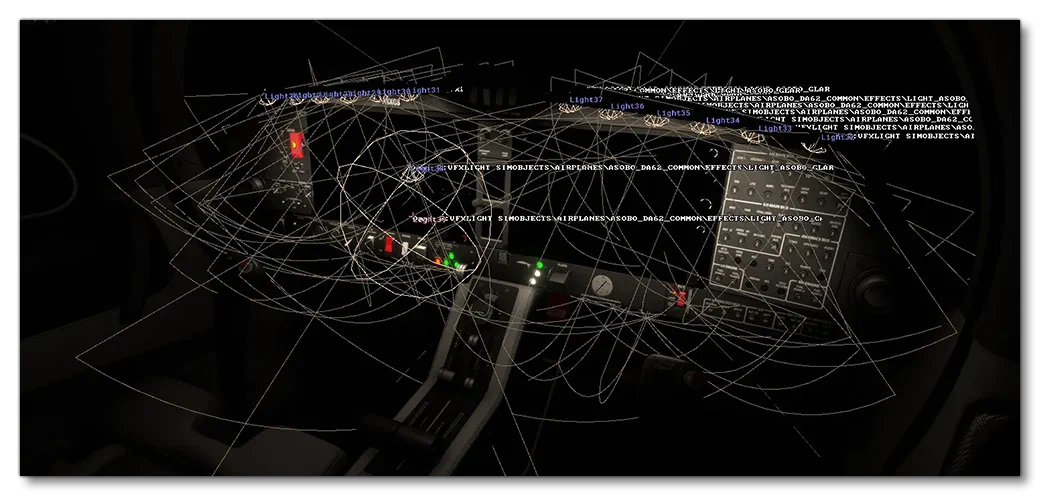 Debug View Showing The Position Of The Incidental Glareshield Omni-Light