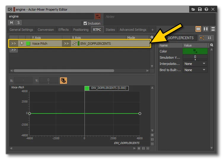 Adding In The ENV_DOPPLERCENTS RTPC