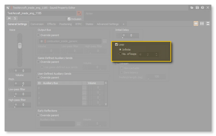 Setting The Infinite Loop Property For A Sample
