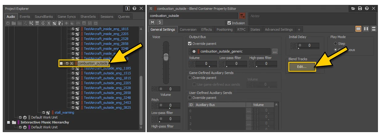 Opening The Blend Track Editor