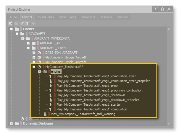 All The Engine Events Listed In Wwise