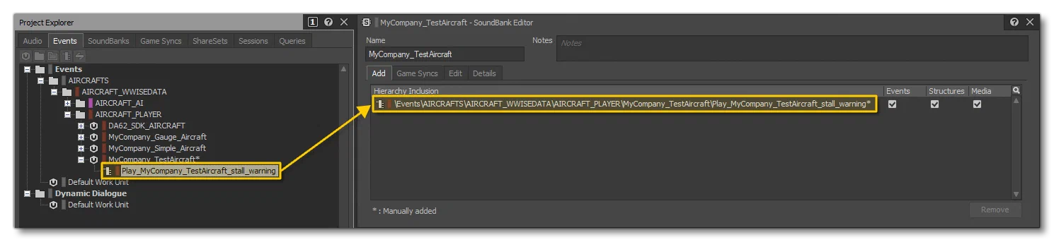 Dropping The Sound Event Into The SoundBank Editor