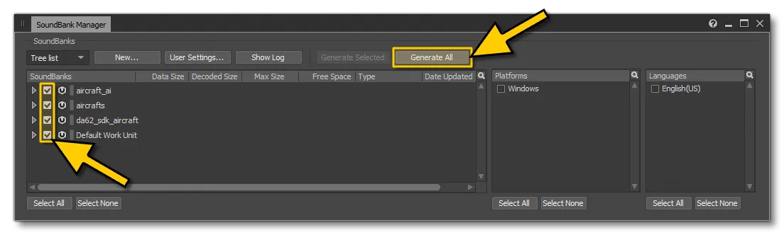 Generating SoundBanks From The SoundBank Manager