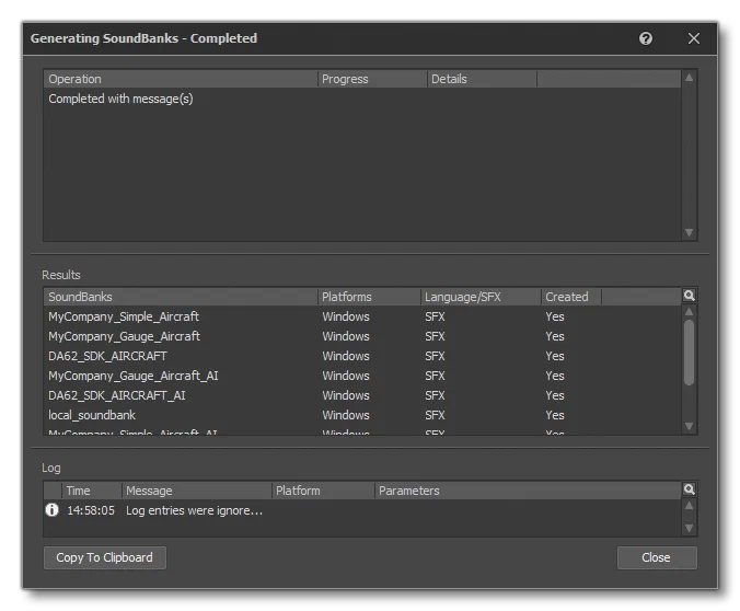 The Generate SoundBanks Window