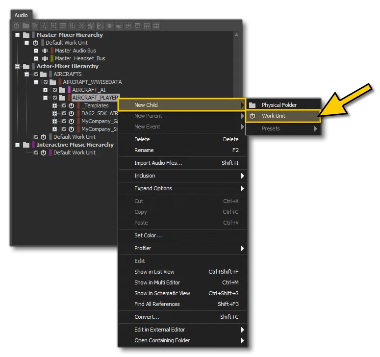 Creating A New Work Unit In Wwise