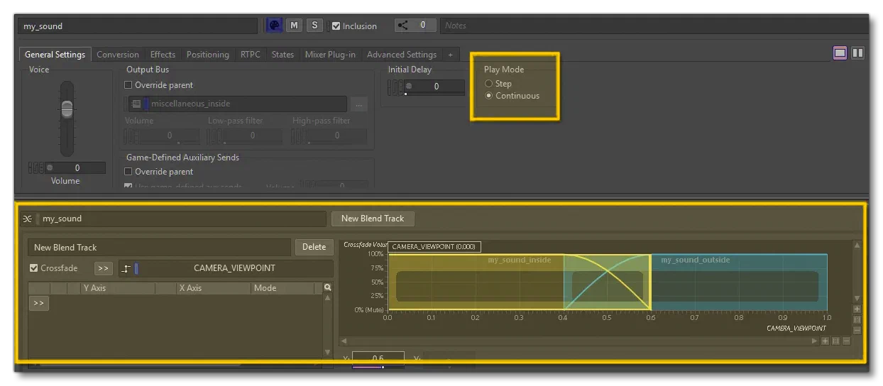 Using BlendTRacks And RTPC For Inside/Outside Sounds