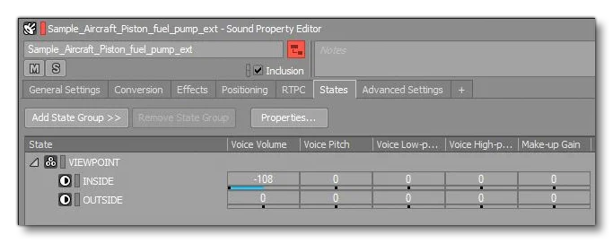 Wwise Viewpoint Switch Sound Properties