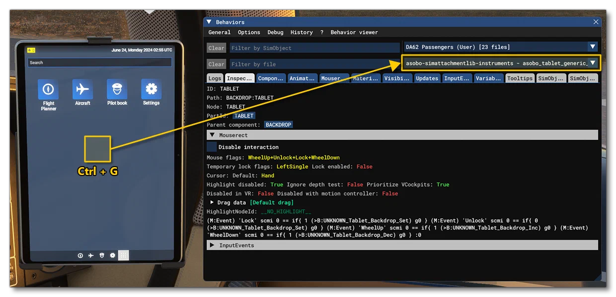 Opening An Attachment In The Behaviors Debug Window