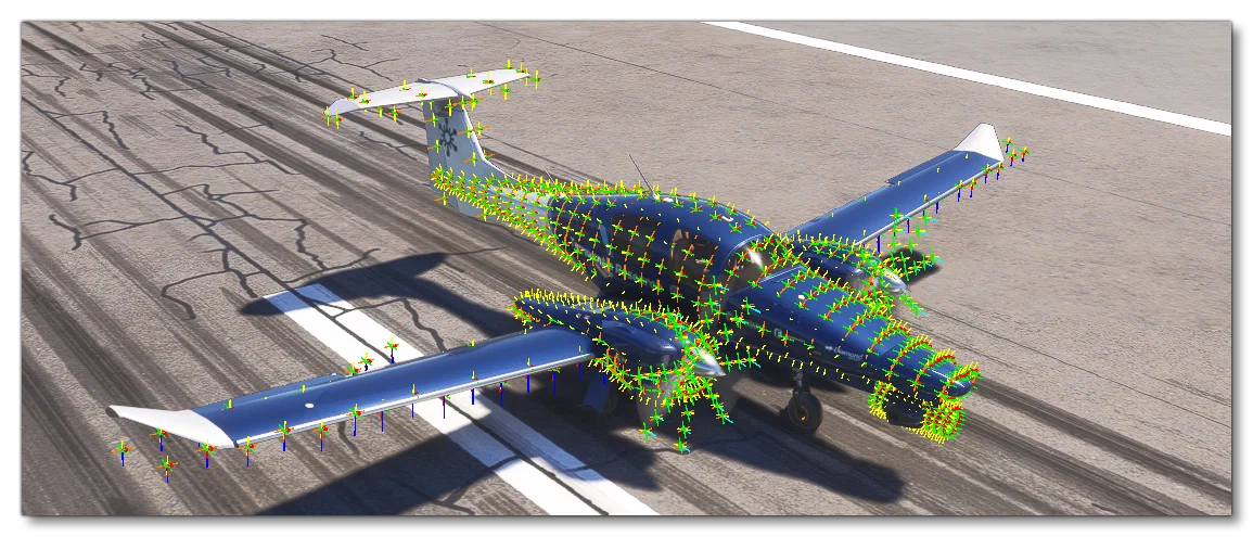 The Sim Debug View In The SImulation Showing Fuesalge Object Vertices