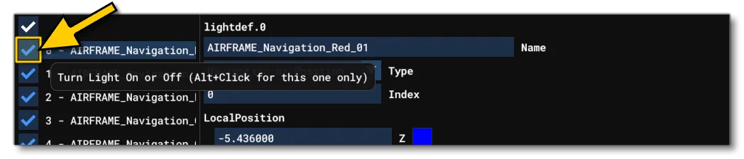 Enable / Disable A Light Using Live Edition