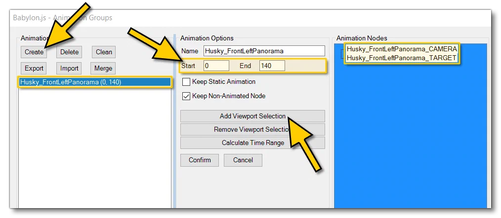 Setting Up Camera Animation Groups