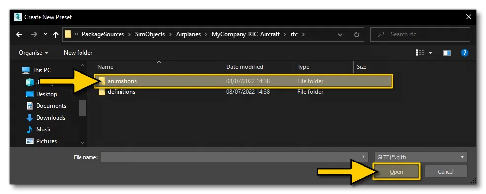 Choosing The Animation Folder For The Multi-Exporter Preset