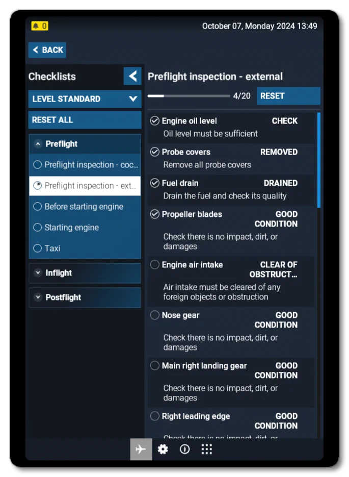 Checklist Example Page In The EFB