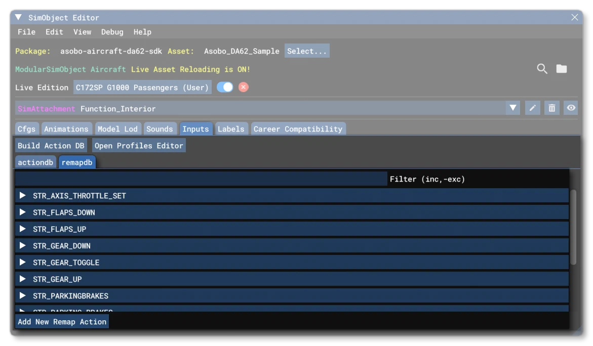The RemapDB Tab In The SimObject Editor
