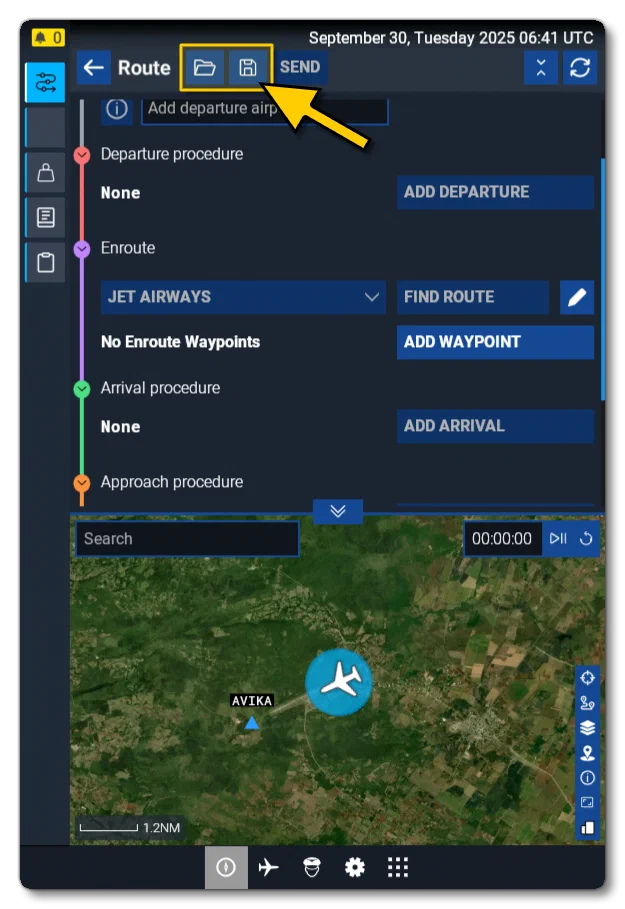 The Save / Load PLN Button On The EFB