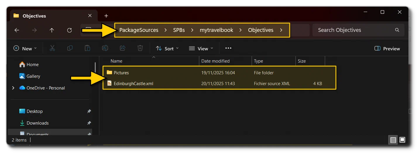 The Location Of The Objectives Files In The Package Sources