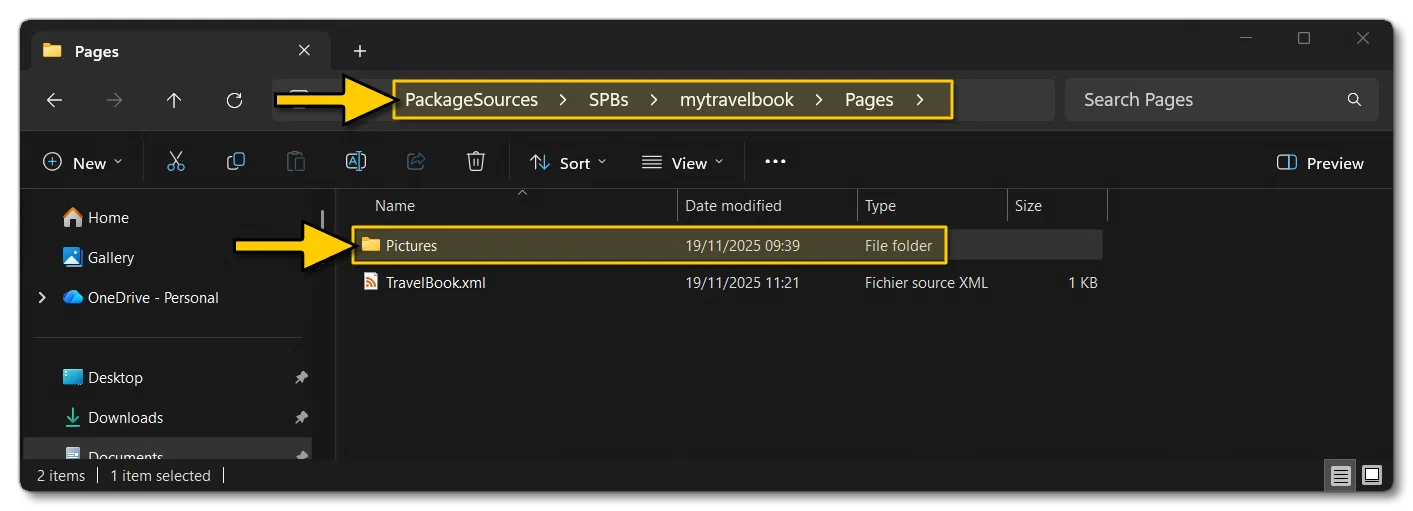 The Folder Location For The Page Pictures