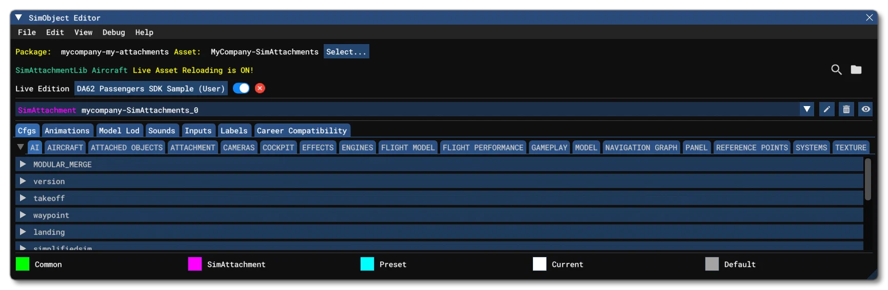 The SimAttachment Open In The Editor