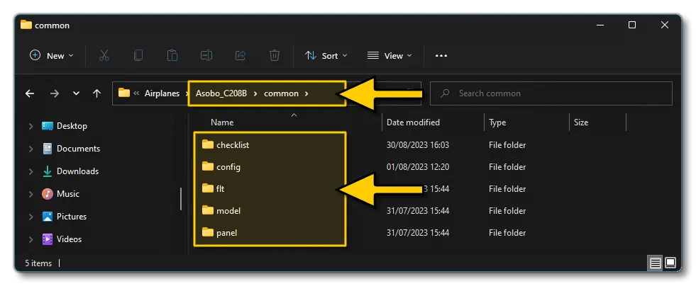 Example Of The Common Folder For A Modular Aircraft