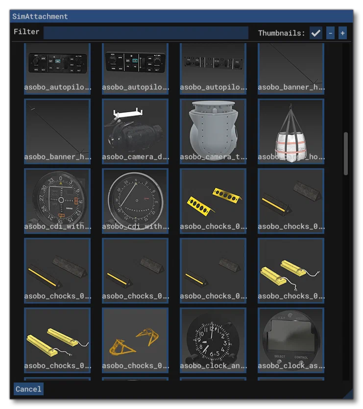 Selecting A Pre-Made Sim Attachment