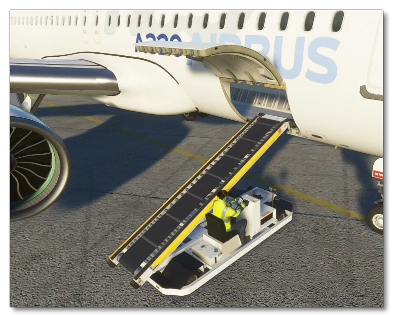 A BaggageLoader Connected To An A320Neo