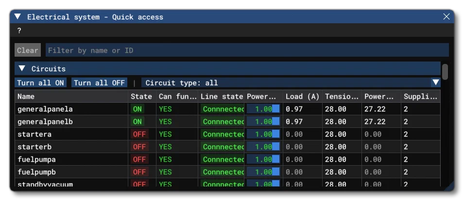 The Electrical System Debug Window With Editing Enable