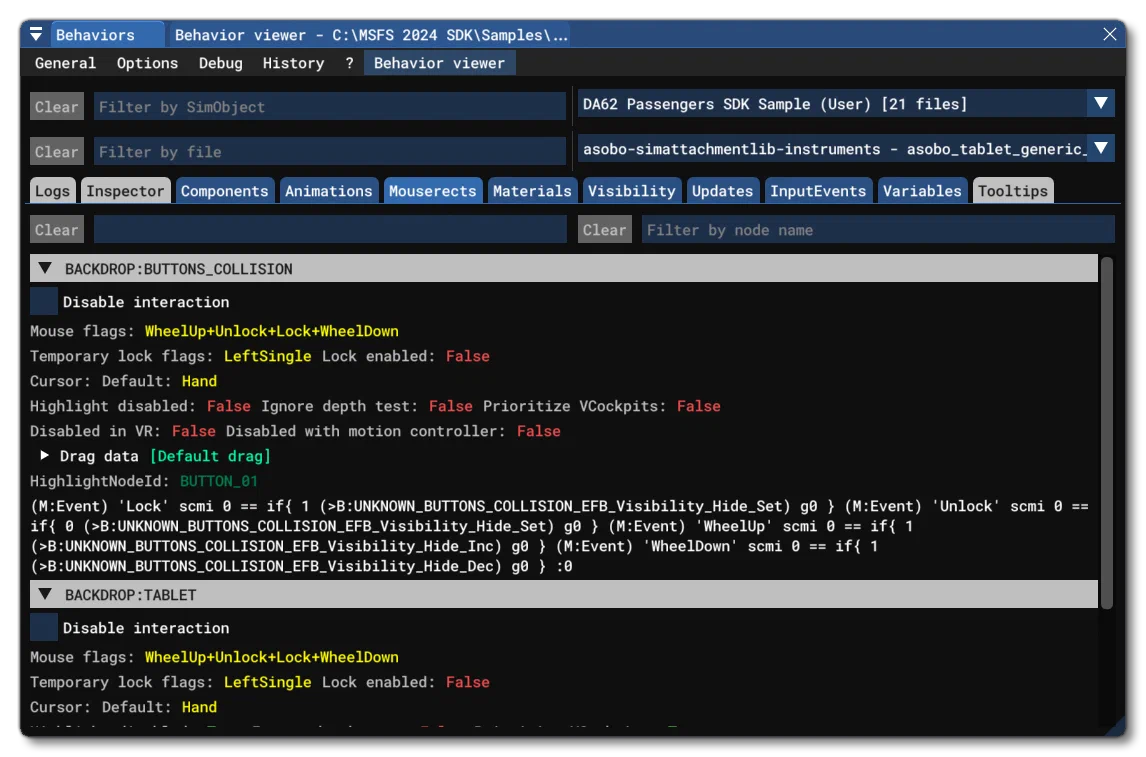 The Behaviour Debug Window