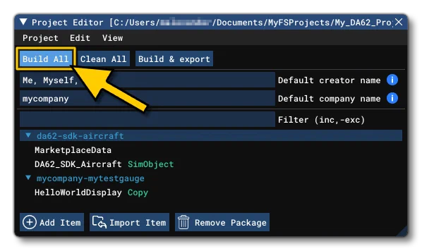 Building The Aircraft And Instrument From The Project Editor