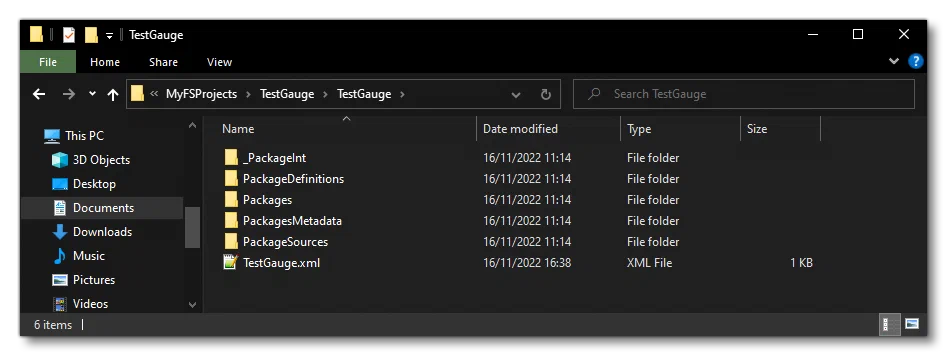 The Folder Structure For The Test Gauge