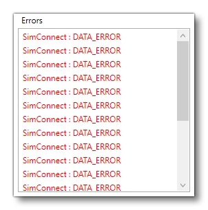 SimVar Data Error Message