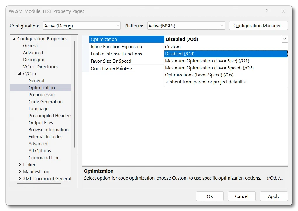 C++ Optimisation Options