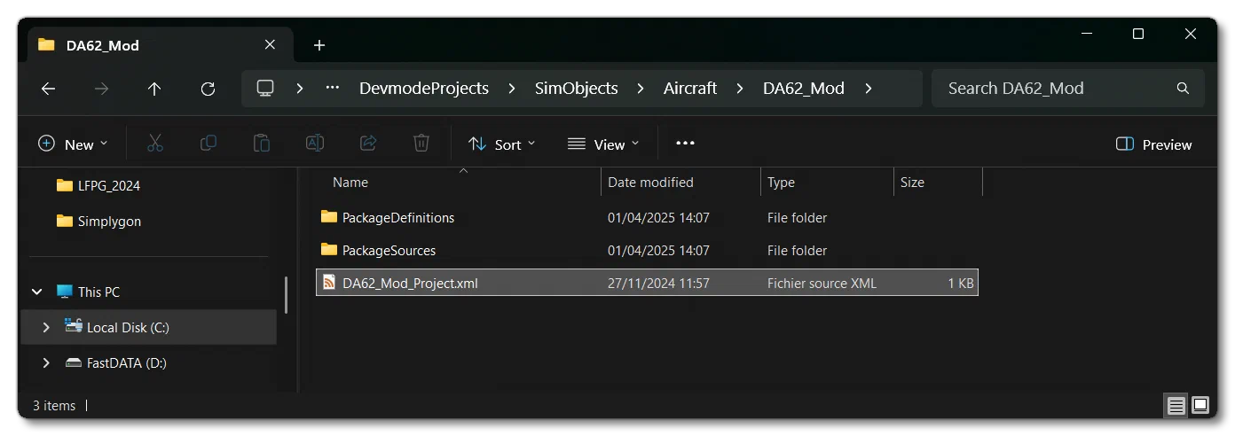 DA62 Mod Project Directory