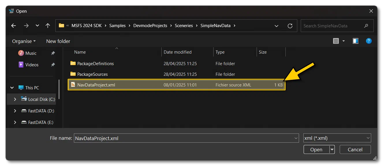 Load The SimpleNavData Project