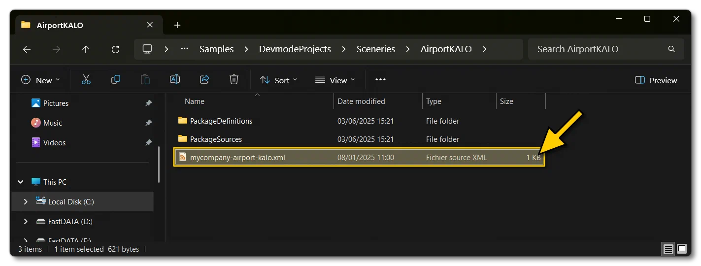 Opening The AirportKALO XML File
